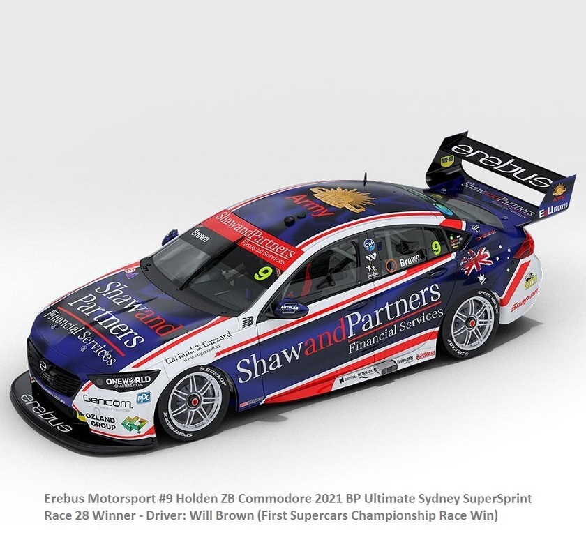 1/18 2021 Holden ZB Commodore #9 (ACR18H21H) - Will Brown First Win