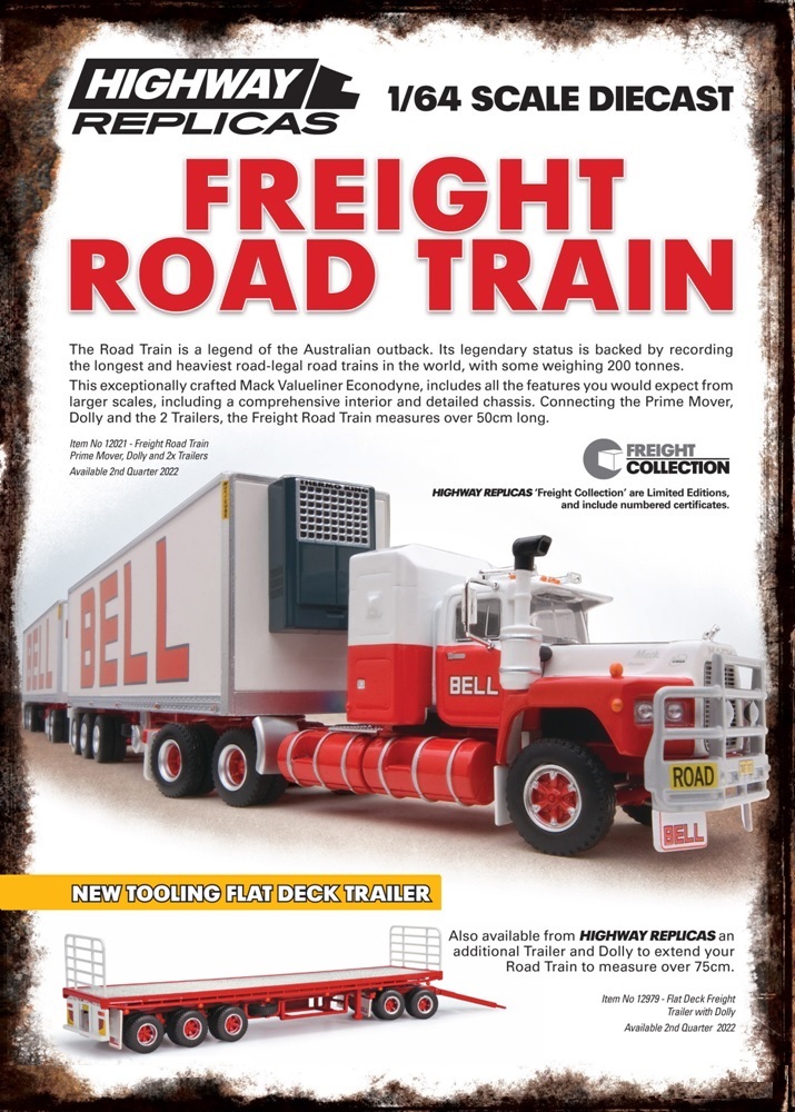1/64 Bell Freight Road Train - 2 x Reefer & 1 x Open Trailer (HR12021_HR12979)